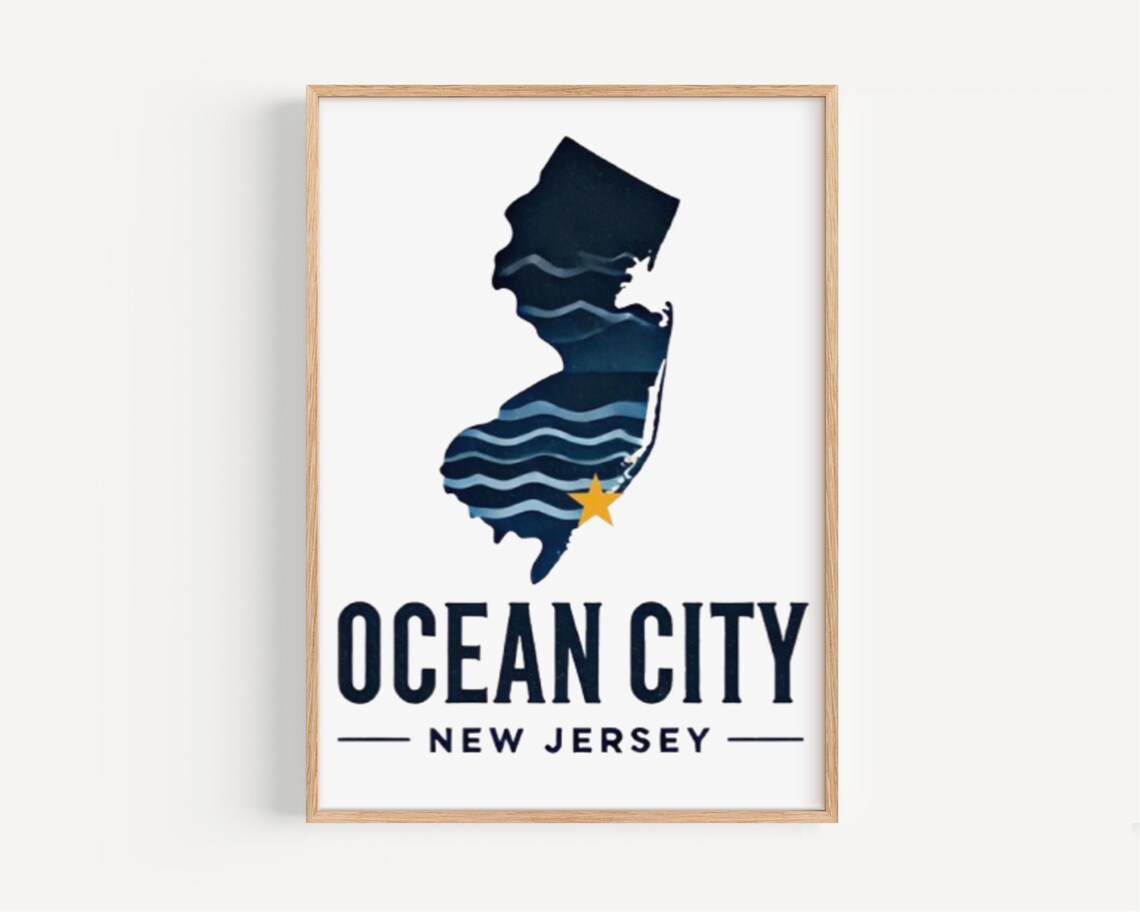 Ocean City New Jersey Ocean Wave Silhouette Coastal Travel Poster