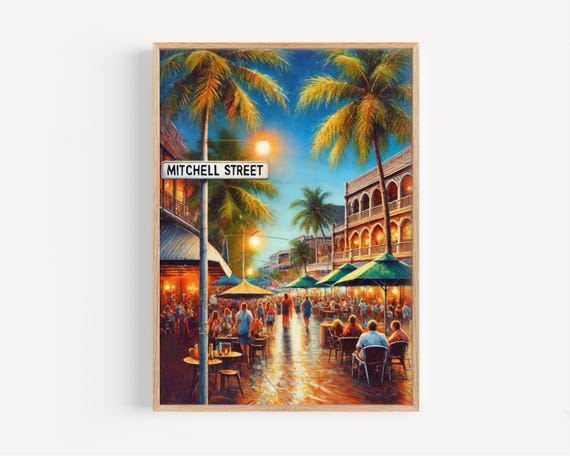 Darwin Travel Print Mitchell St Wall Art Australian Decor Housewarming Gift Unique Poster