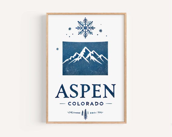 Aspen Print Colorado Wall Art Skiing Home Decor Travel Tree Poster Housewarming College Gift Co Nature