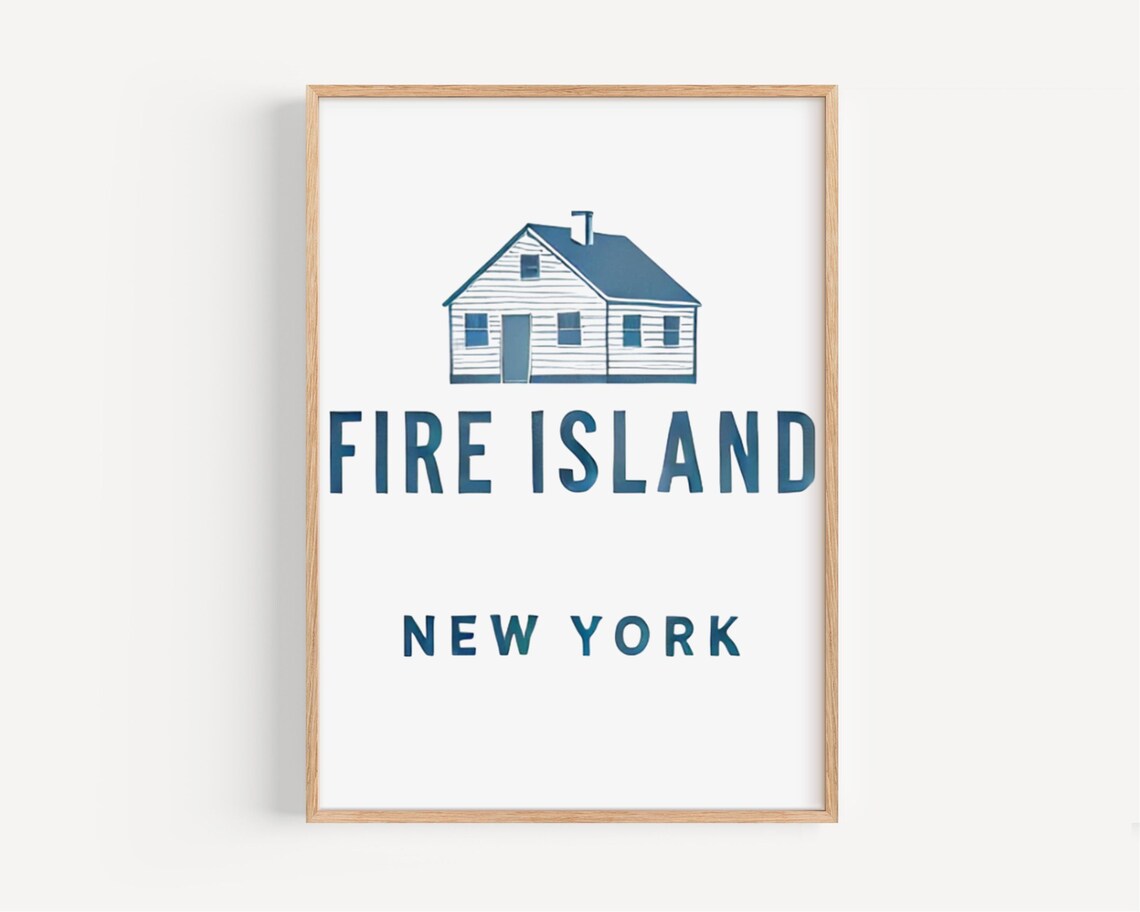Fire Island New York Beach House Poster Minimalist Coastal Travel Decor