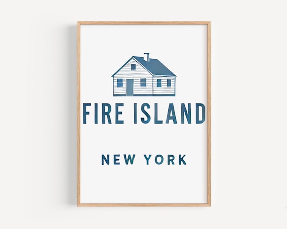 Fire Island New York Beach House Poster Minimalist Coastal Travel Decor