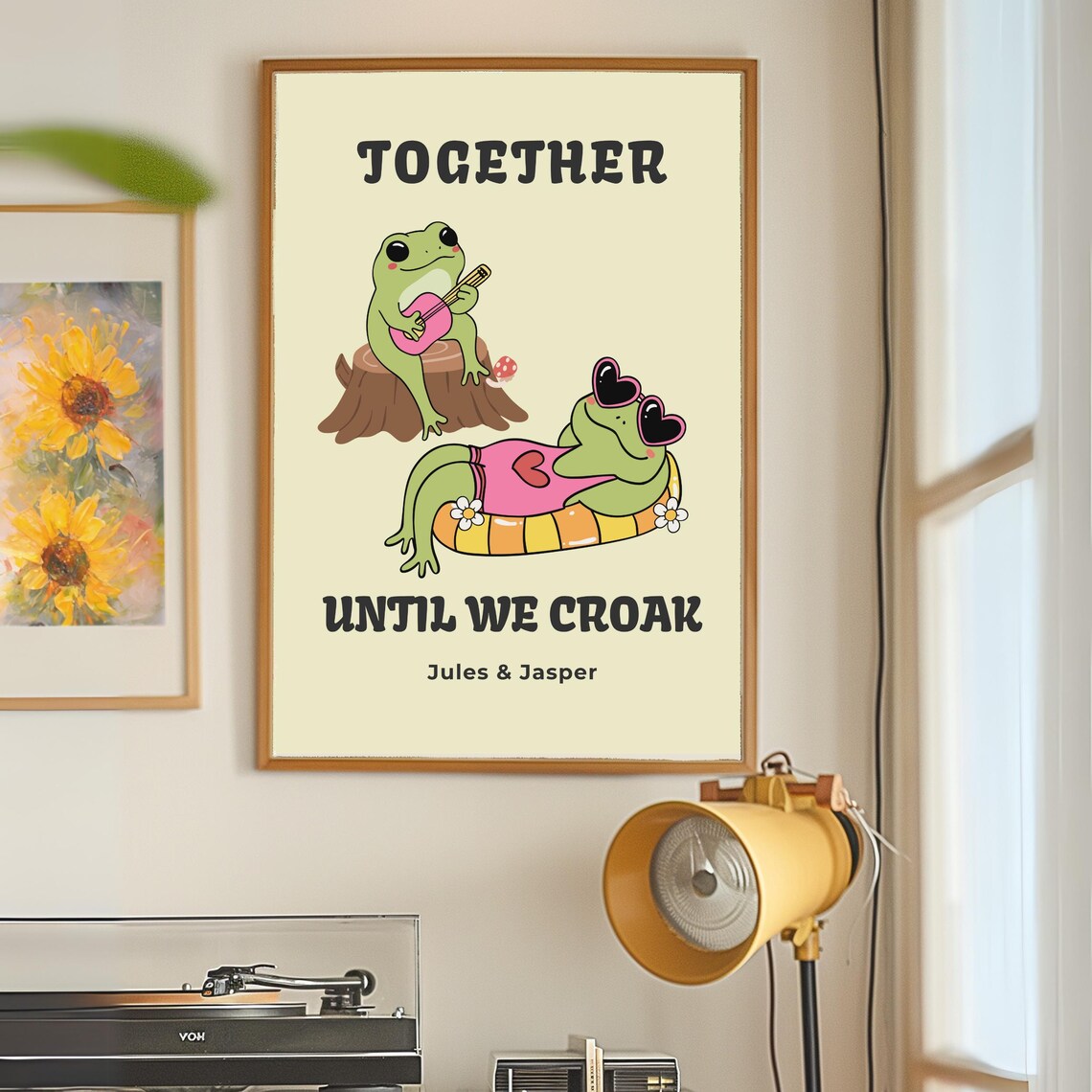 Cute Frog Couple Retro Love Poster, Wedding Gift