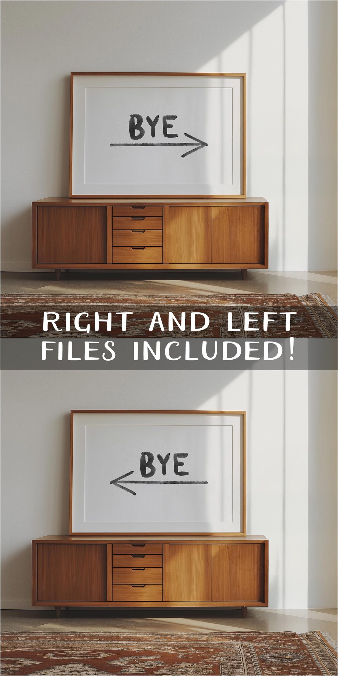Bye Arrow Exit Sign Print, Scandinavian Minimalist Typography - Image 3