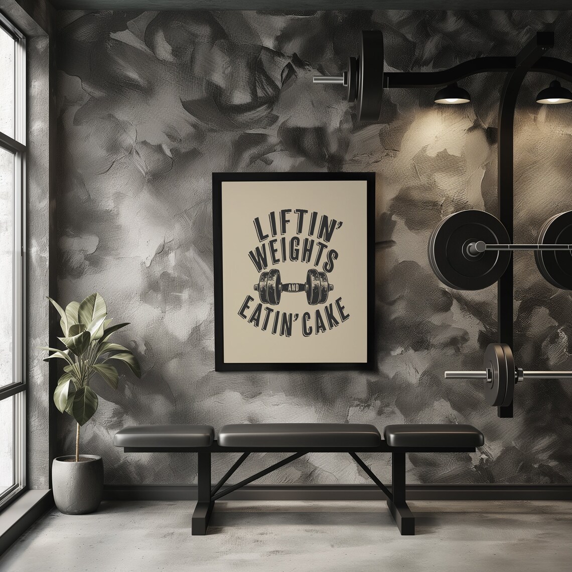 Lifting Weights and Eating Cake Funny Gym Print - Image 3