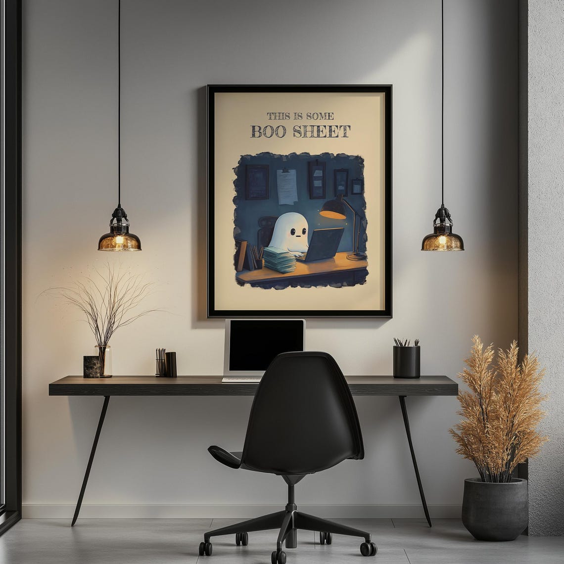 This Is Some Boo Sheet Funny Ghost Working Office Humor Poster - Image 2