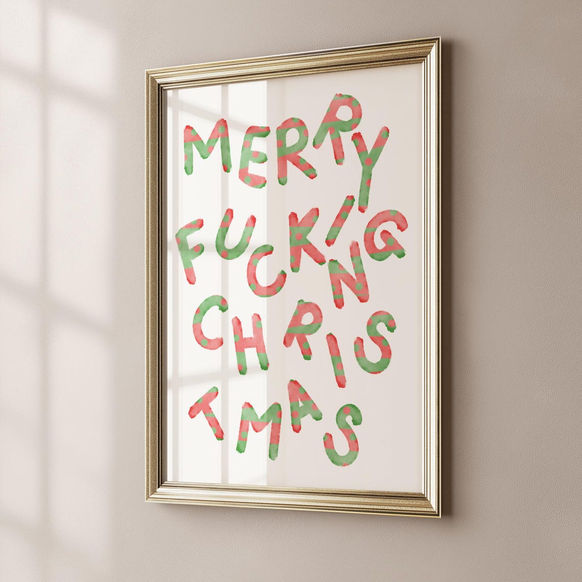 Merry Christmas Sweary Candy Cane Lettering Holiday Art Print
