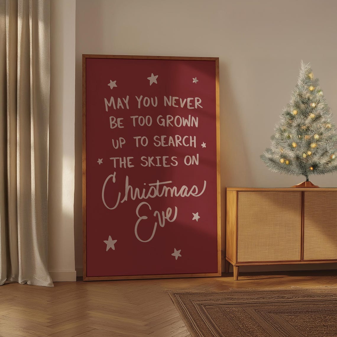 May You Never Be Too Grown Up Red Christmas Eve Quote Wall Poster