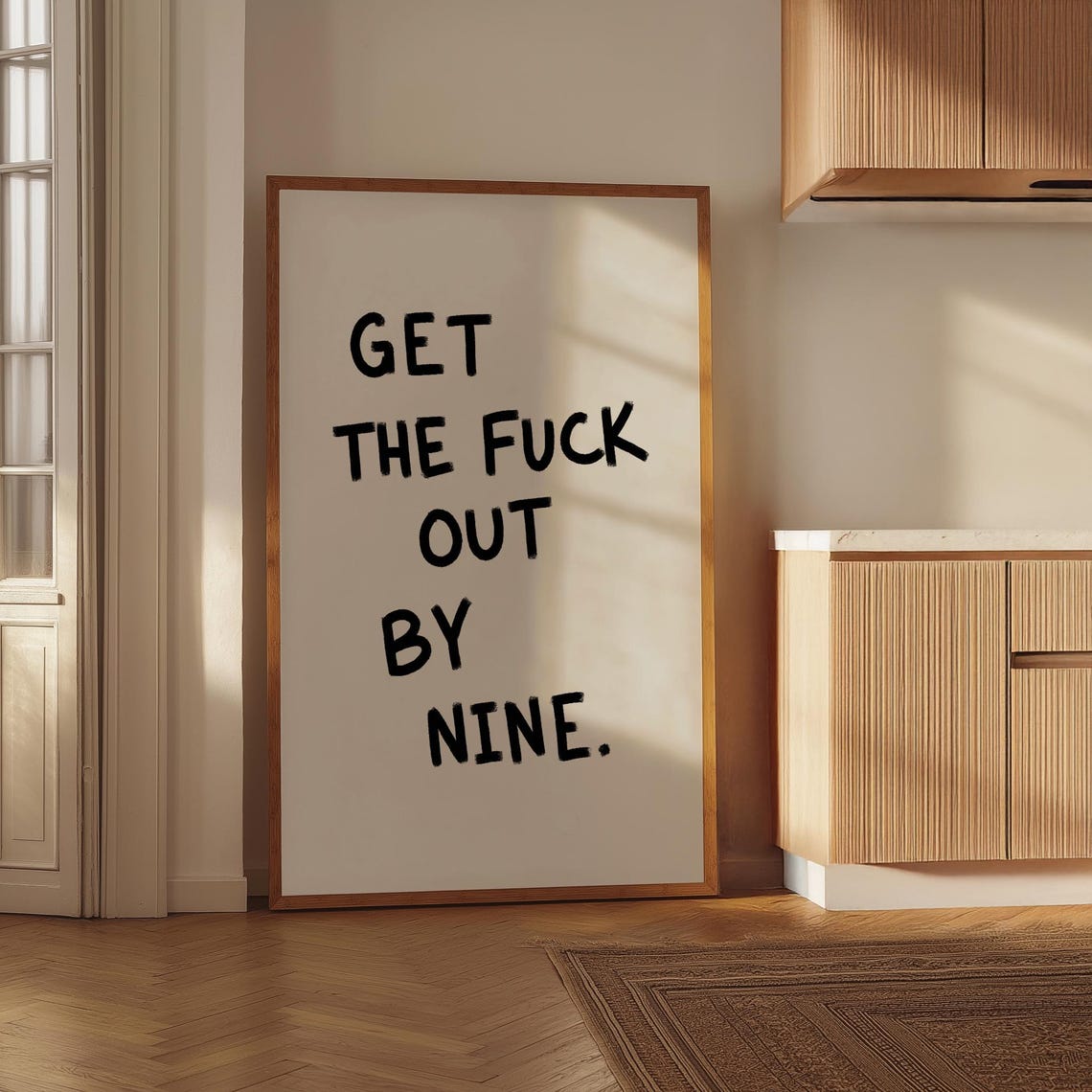 Funny Rude Guest Room Sign Get Out by Nine House Rules Poster