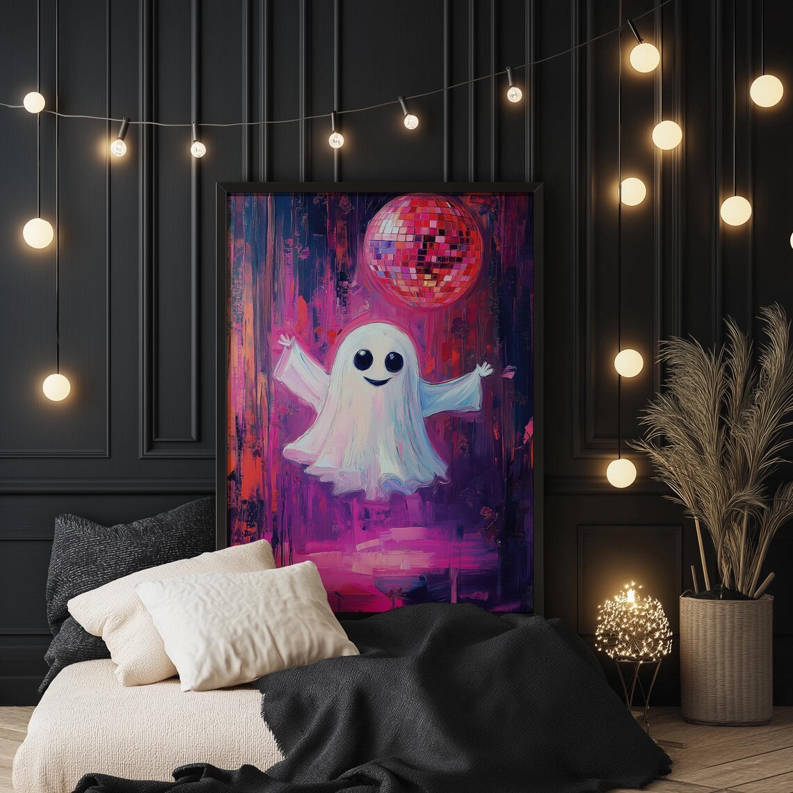 Ghost Disco Halloween Print For Teen Room Cute Disco Ghost Wall Art Pink Fun Halloween Printables - Image 3