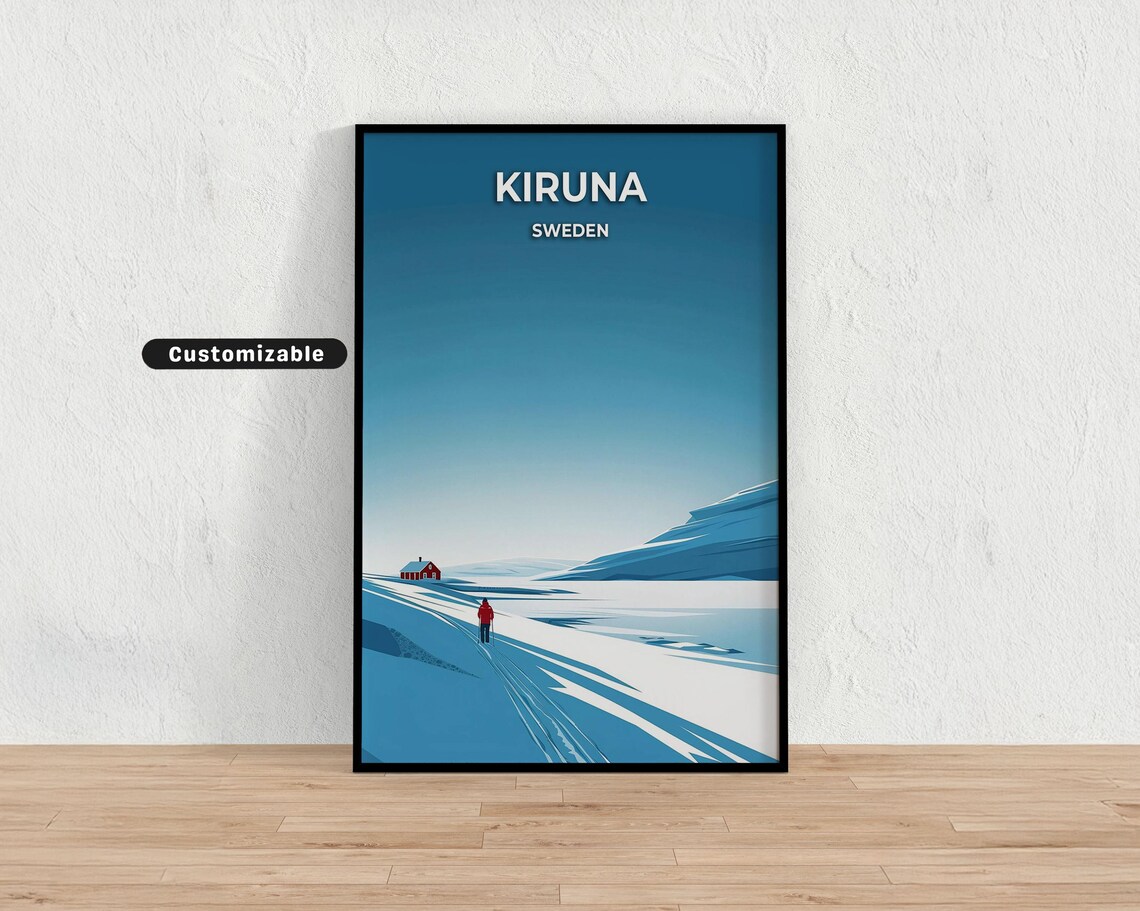 Kiruna Sweden Lone Skier Vast Snow Minimalist Arctic Winter Poster