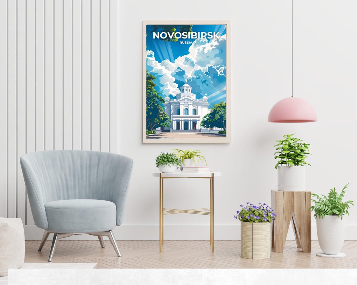 Novosibirsk Russia White Opera House Under Dramatic Clouds Poster - Image 2