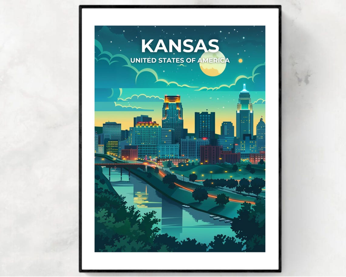 Kansas City United States Travel Print Wall Art Kansas City United States City Print Kansas City United States Travel Gift Wall Art