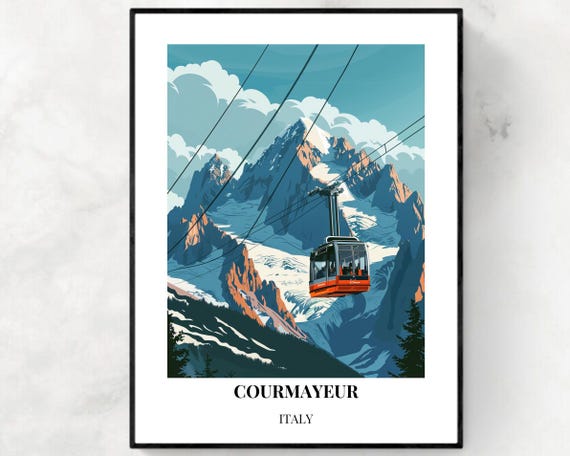 Courmayeur Travel Print Courmayeur Ski Poster Italy Ski Poster Courmayeur Ski Resort Print