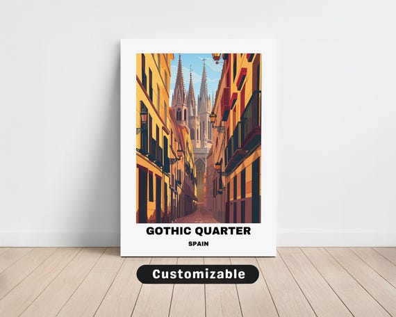 Gothic Quarter Spain Travel Canvas Poster Custom Wall Art