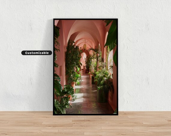 Arched Window Garden Room Lush Indoor Plant Wall Art Tropical Botanical Print