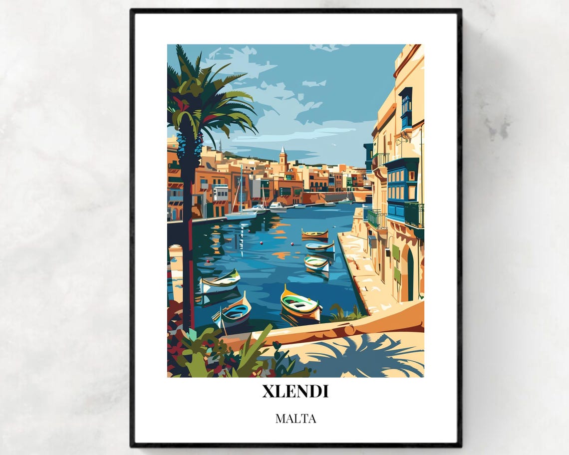 Xlendi Bay Travel Print Wall Art Xlendi Malta City Print Xlendi Bay Travel Gift Xlendi Bay Poster Travel Gift