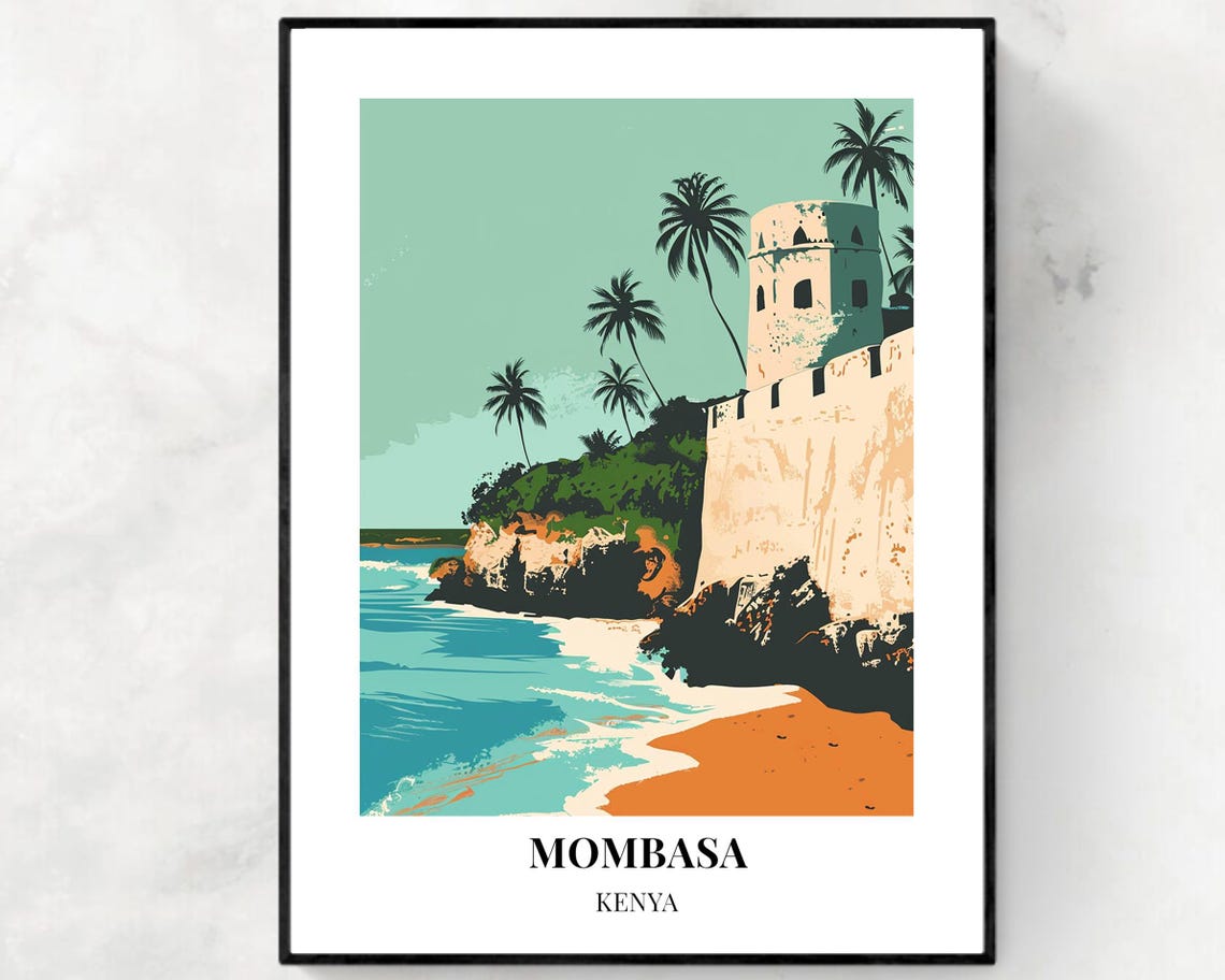 Fort Jesus Travel Print Wall Art Mombasa Kenya City Print Fort Jesus Travel Gift Fort Jesus Poster Travel Gift