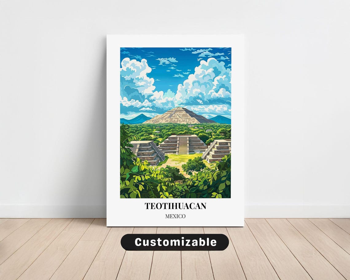 Teotihuacan Mexico Travel Canvas Poster Custom Wall Art