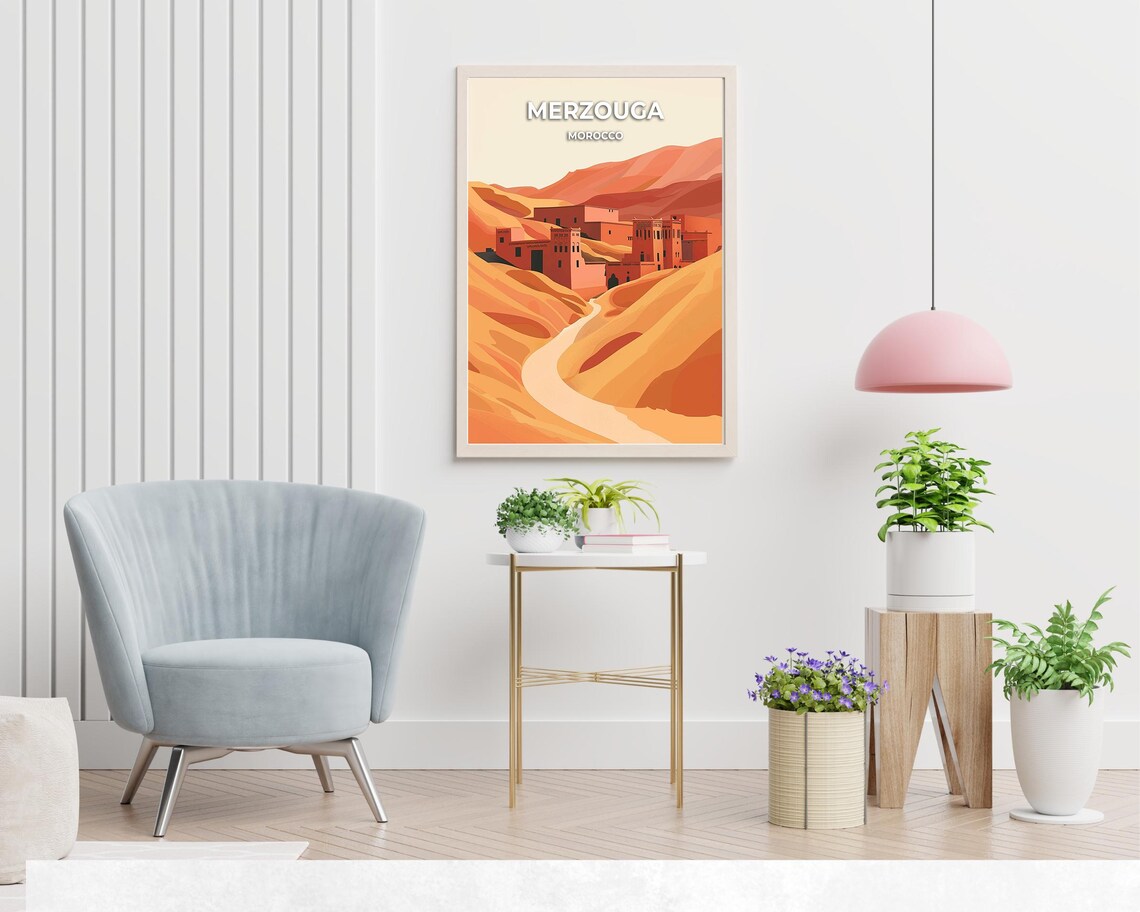 Merzouga Morocco Erg Chebbi Desert Dunes Kasbah Travel Poster - Image 2