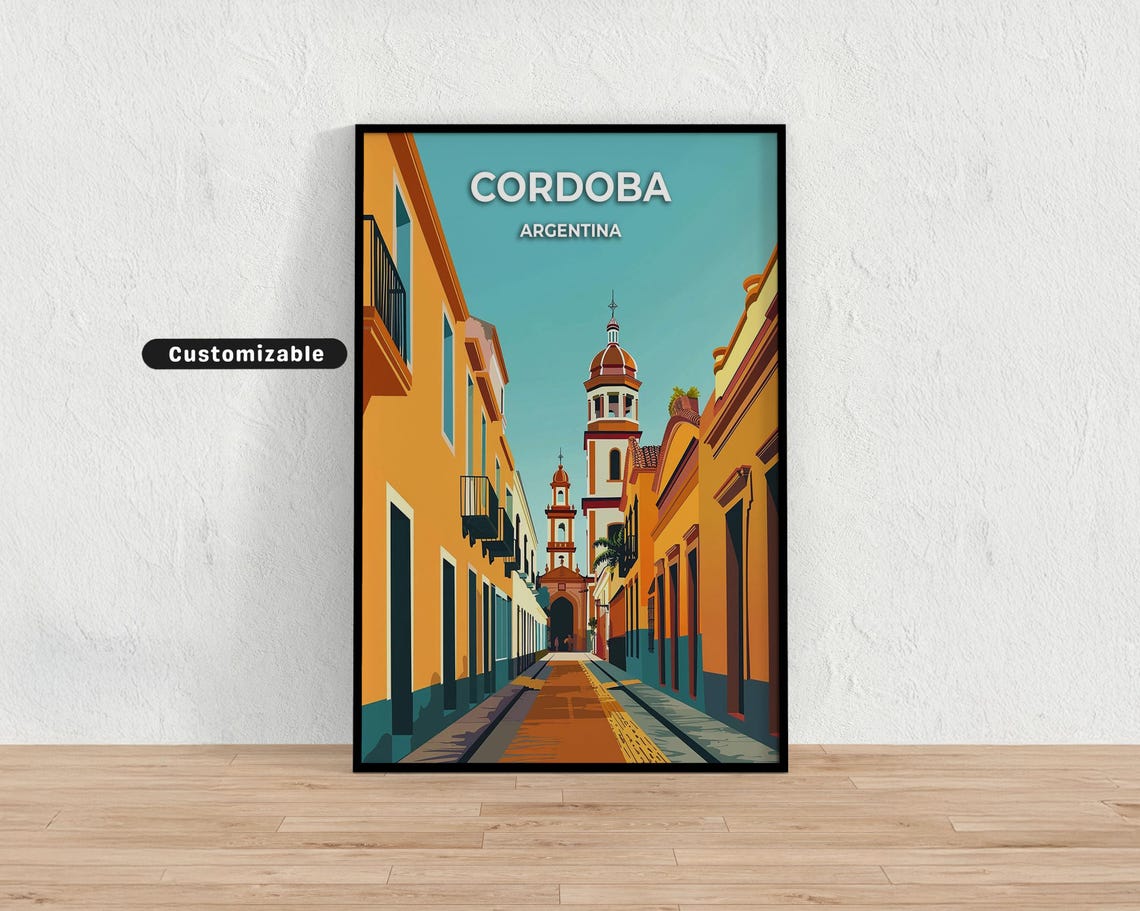 Crdoba Argentina Travel Poster Custom Wall Art