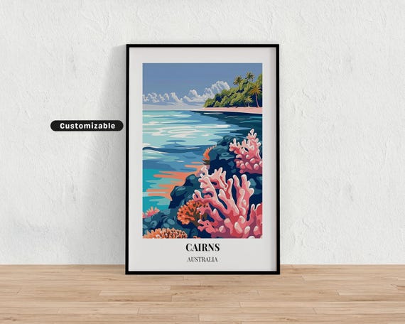 Cairns Australia Travel Poster Custom Wall Art