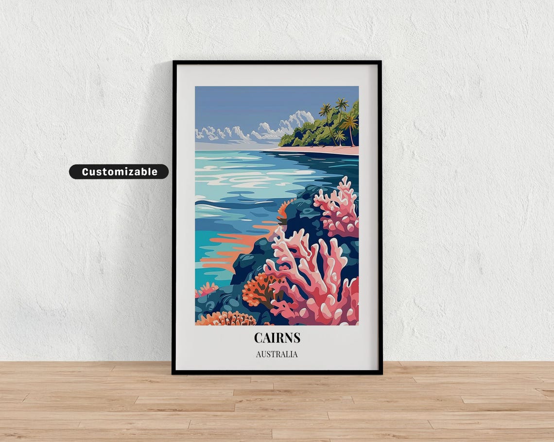 Cairns Australia Travel Poster Custom Wall Art