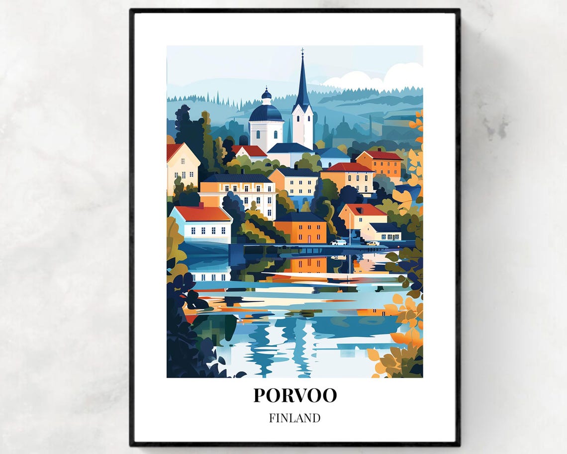 Porvoo Old Town Travel Print Wall Art Porvoo Finland City Print Porvoo Old Town Travel Gift Porvoo Old Town Poster