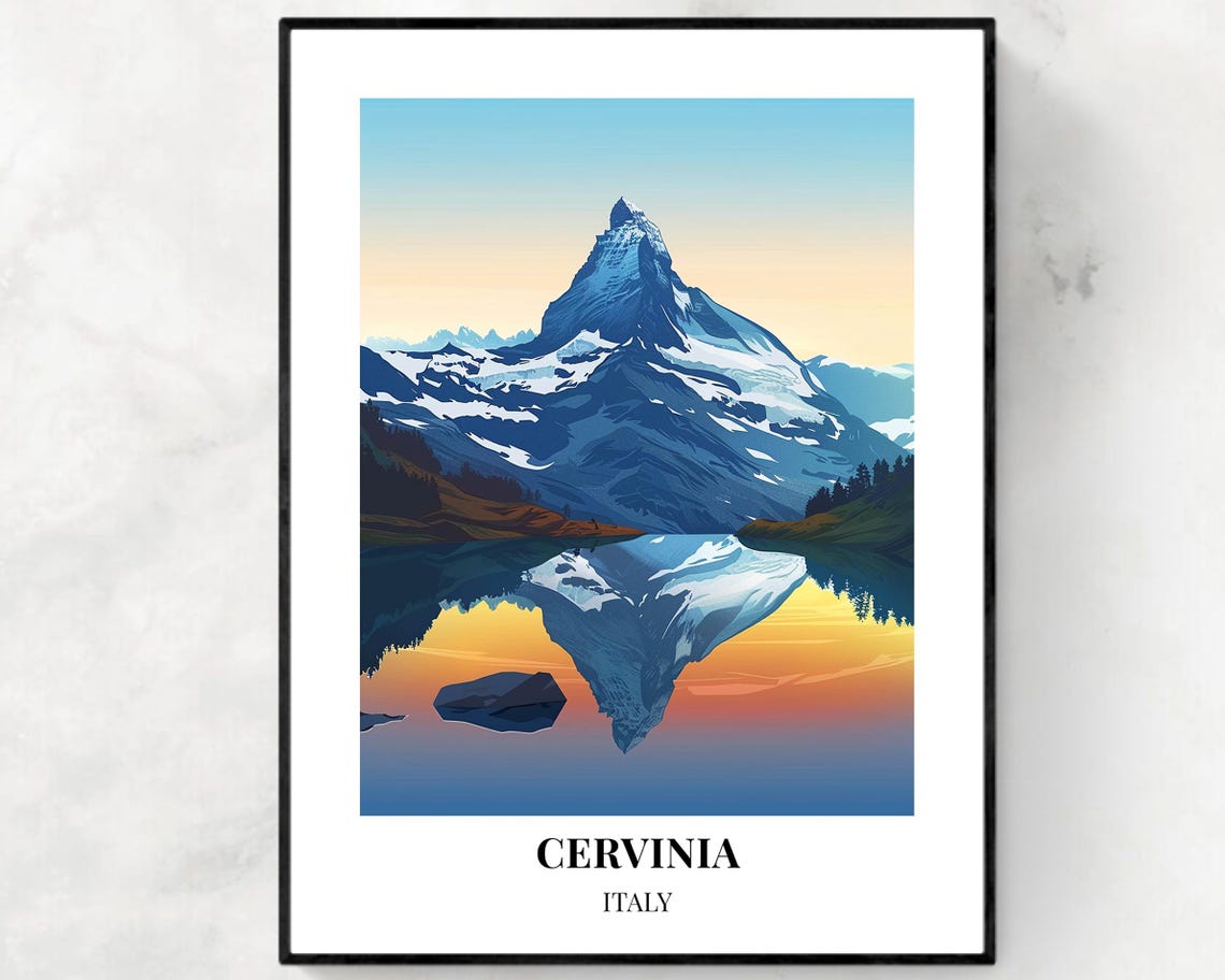 Cervinia Italy Matterhorn Reflection Sunset Alpine Lake Poster