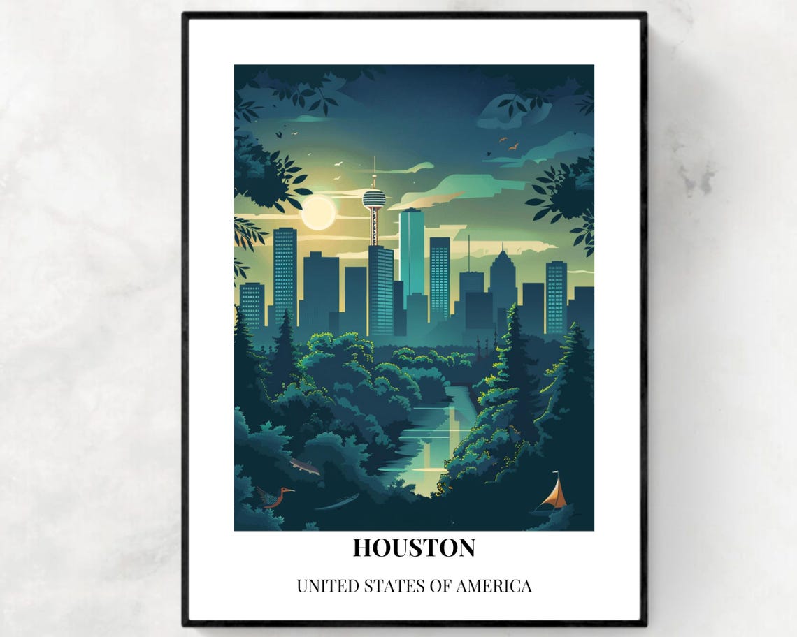 Houston United States Travel Print Wall Art Houston United States City Print Houston United States Travel Gift Houston Travel Gift