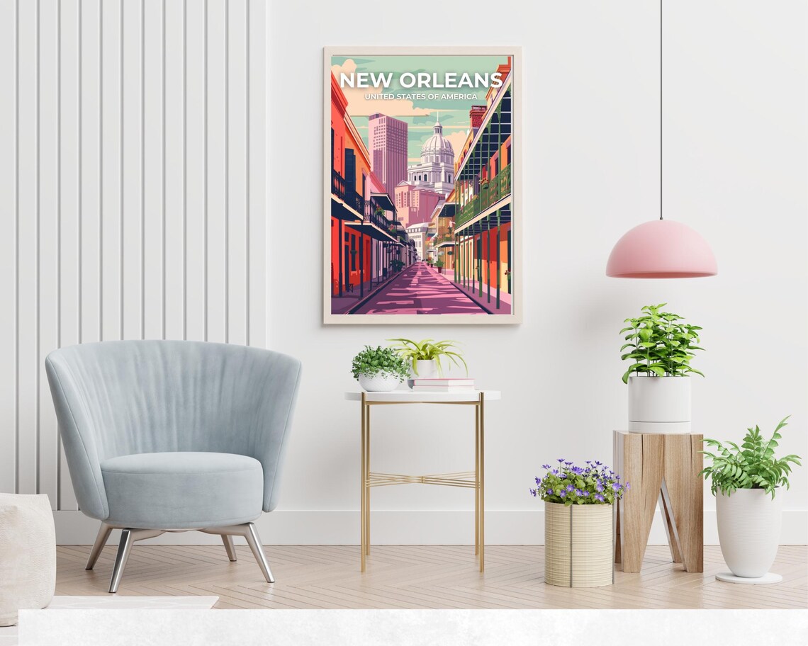 New Orleans French Quarter Balconies Street Scene Travel Poster - Image 2