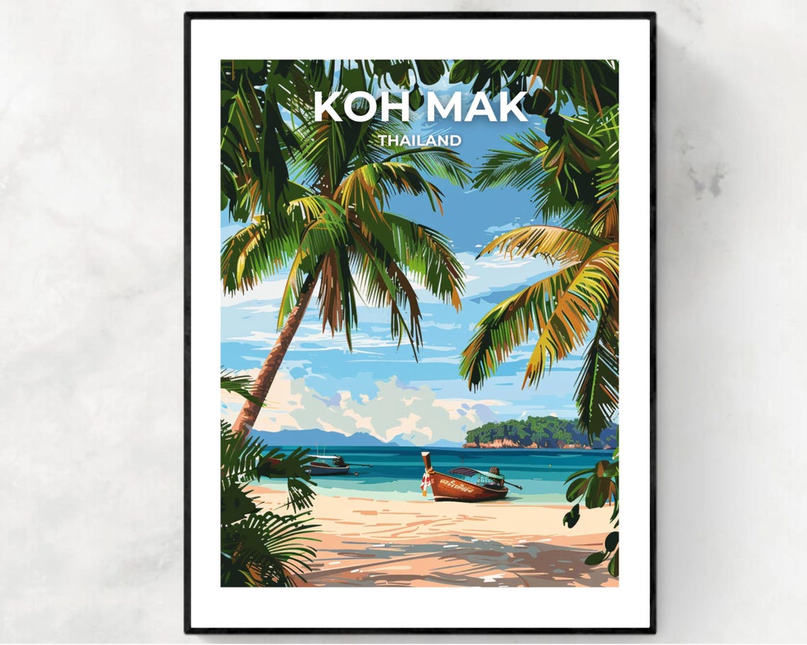 Ao Suan Yai Beach Travel Print Wall Art Koh Mak Thailand City Print Ao Suan Yai Beach Travel Gift Ao Suan Yai Beach Poster Travel Gift