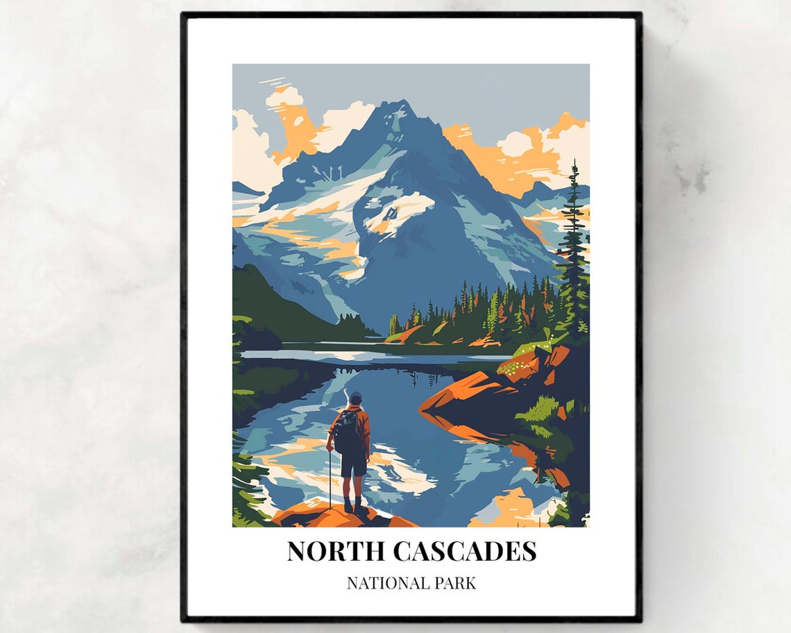 North Cascades National Park Travel Print Wall Art North Cascades National Park City Print North Cascades National Park Travel Gift