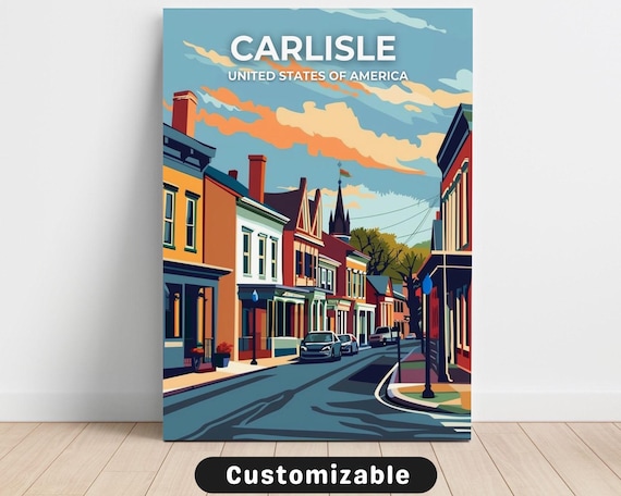 Carlisle United States Colorful Main Street Retro Travel Poster