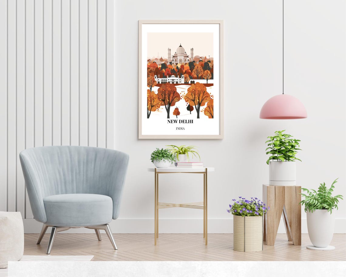 New Delhi India Mughal Monument Autumn Forest Heritage Travel Poster - Image 2