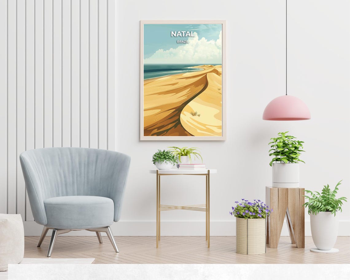 Natal Brazil Poster with Genipabu Sand Dunes Along the Ocean Shore - Image 2