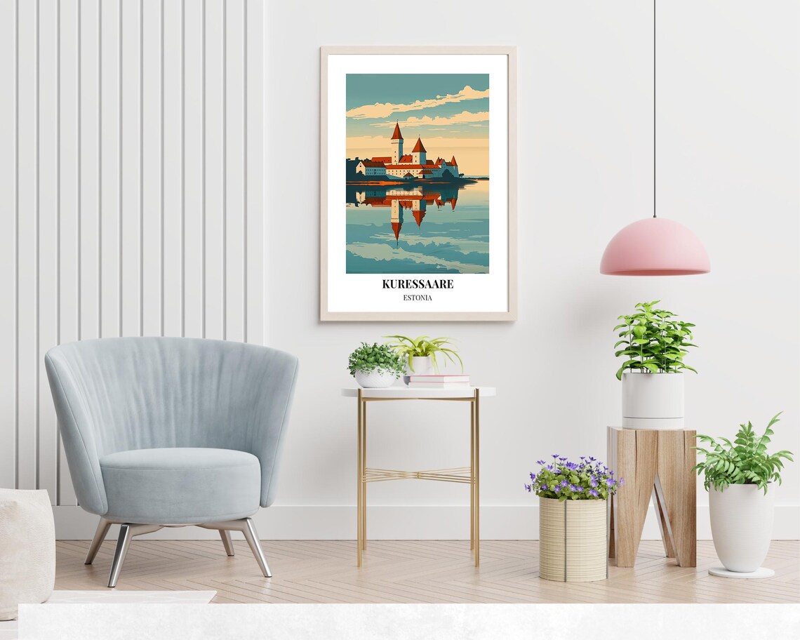 Kuressaare Estonia Castle Mirrored Lake Reflection Poster Art - Image 2