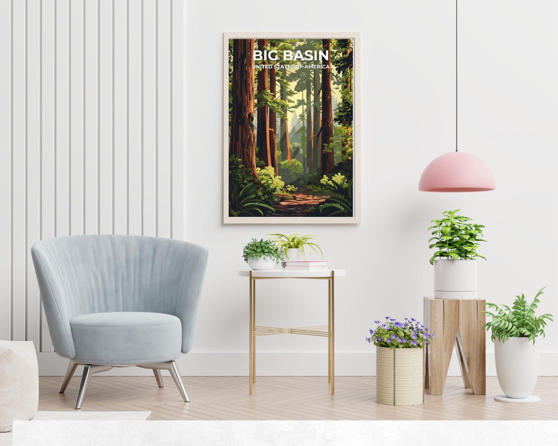 Big Basin Redwood Forest Towering Trees Trail Vintage Travel Poster - Image 2
