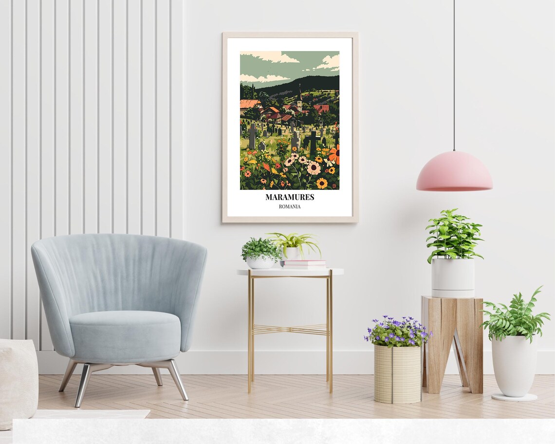Maramures Romania Merry Cemetery Wildflower Meadow in Bloom Poster - Image 2