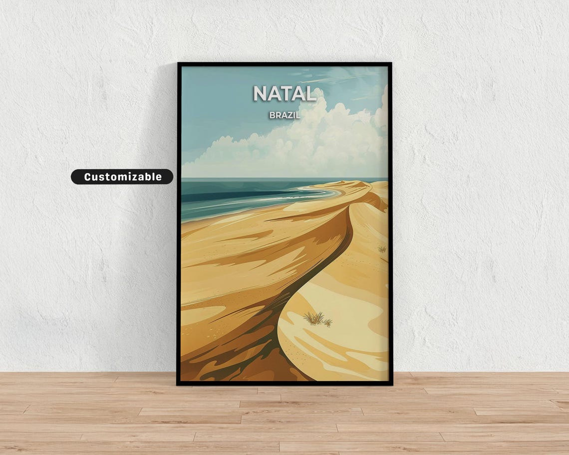 Natal Brazil Sandy Beach Dunes Turquoise Ocean Coast Travel Poster