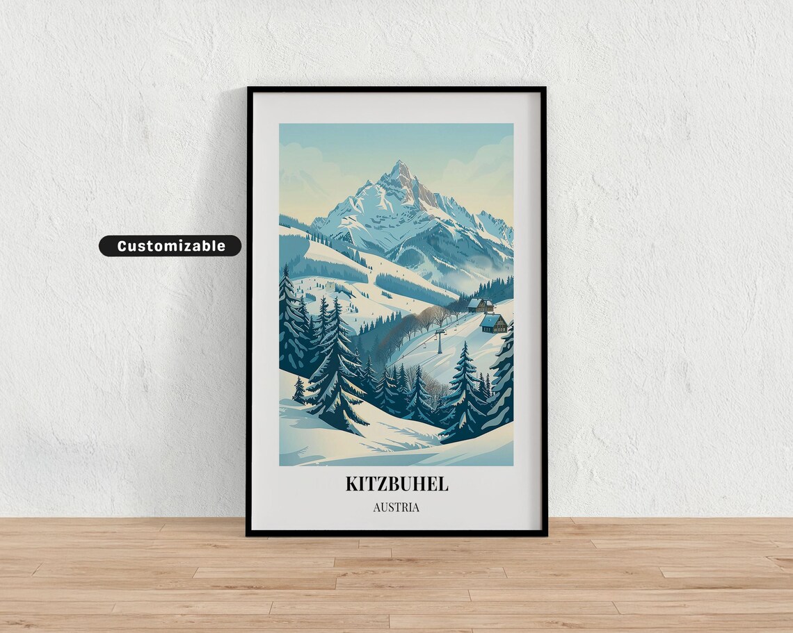 Kitzbuhel Austria Ski Resort Snowy Alpine Mountain Travel Poster