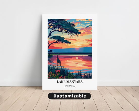Lake Manyara Tanzania Travel Canvas Poster Custom Wall Art