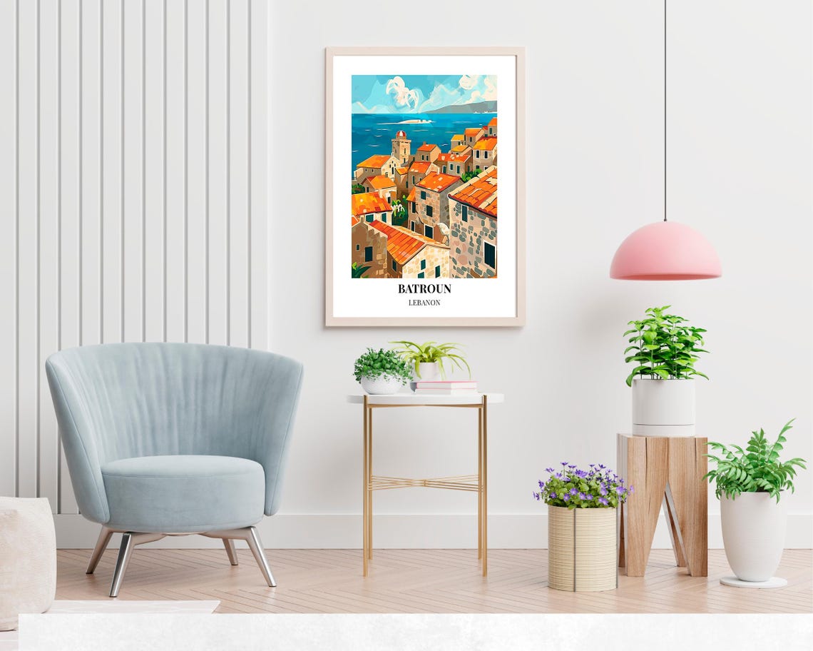 Batroun Lebanon Old Town Rooftops Lighthouse Coastal View Poster - Image 2