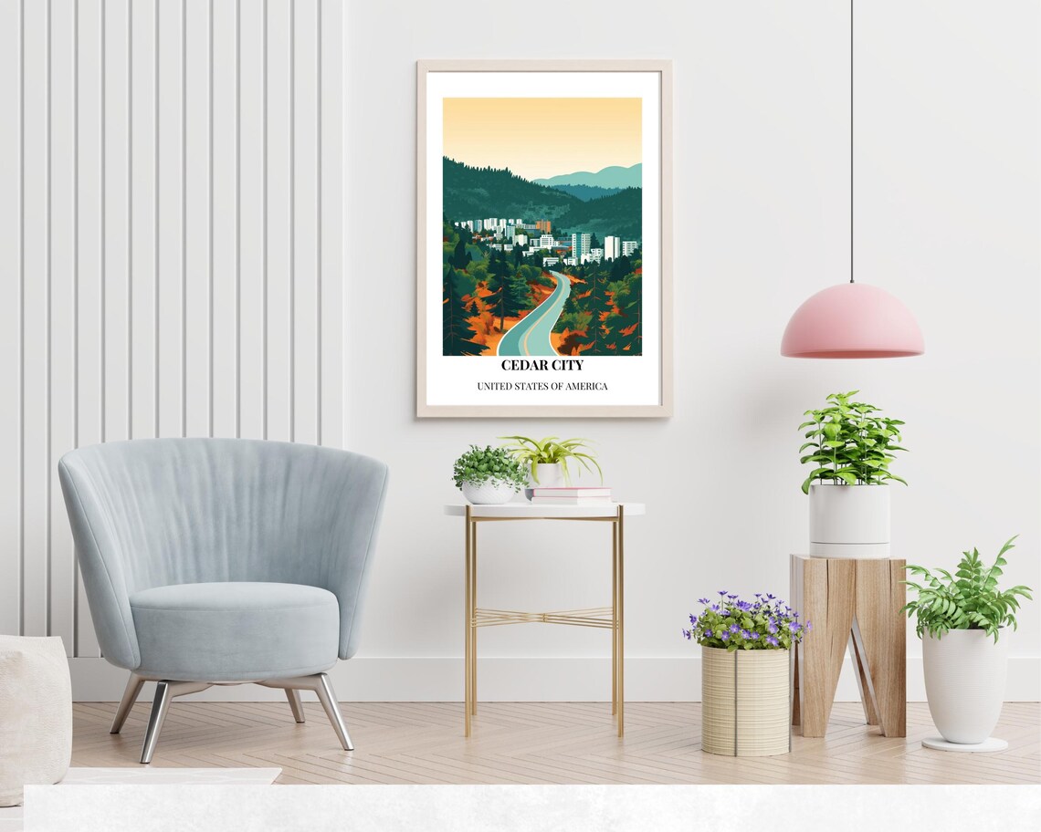 Cedar City Travel Print Wall Art Cedar City Utah City Print Cedar City Travel Gift Cedar City City Poster Wall Art - Image 2