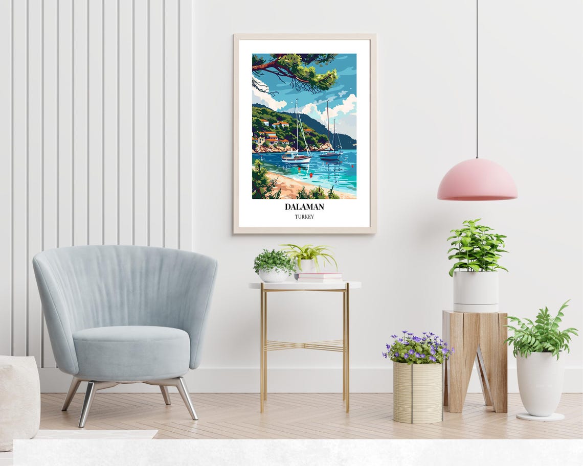 Dalaman Turkey Sailboats Anchored in a Pine-Framed Bay Poster - Image 2
