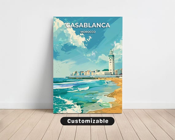 Casablanca Morocco Travel Canvas Poster Custom Wall Art