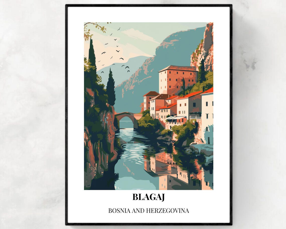 Blagaj Tekija Travel Print Wall Art Blagaj Bosnia And Herzegovina City Print Blagaj Tekija Travel Gift Blagaj Tekija Poster Wall Art
