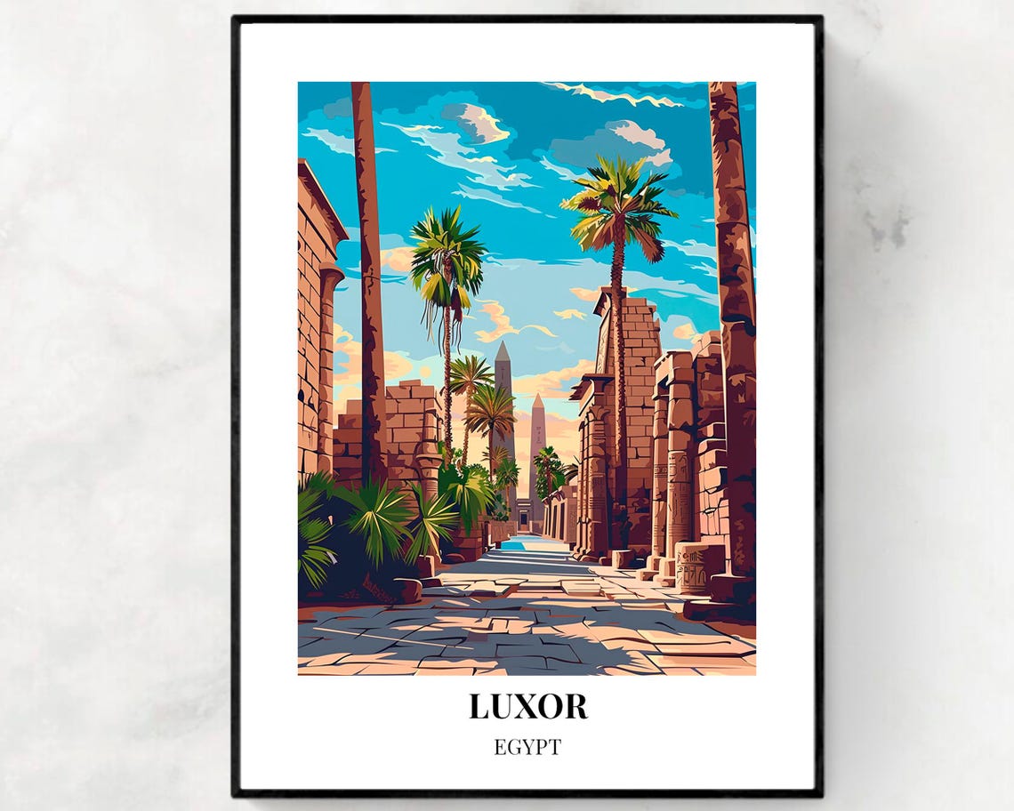 Luxor Egypt Valley Of The Kings Ancient Columns Avenue Travel Poster