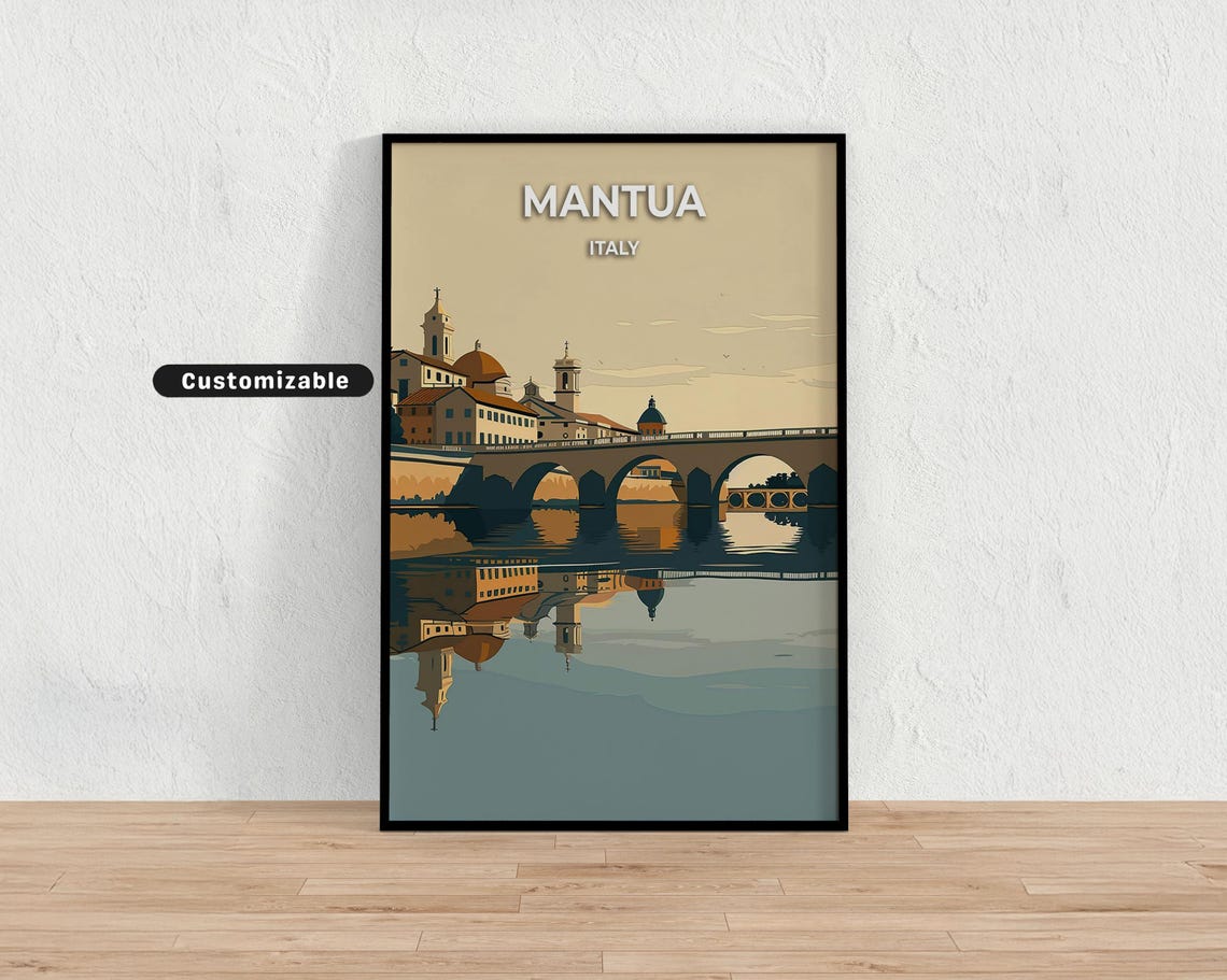 Mantua Italy Riverside Bridge Domes Reflection Historic Town Poster
