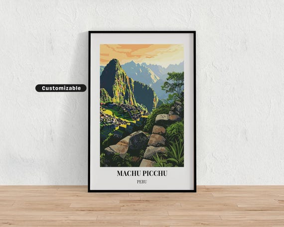 Machu Picchu Peru Travel Poster Custom Wall Art