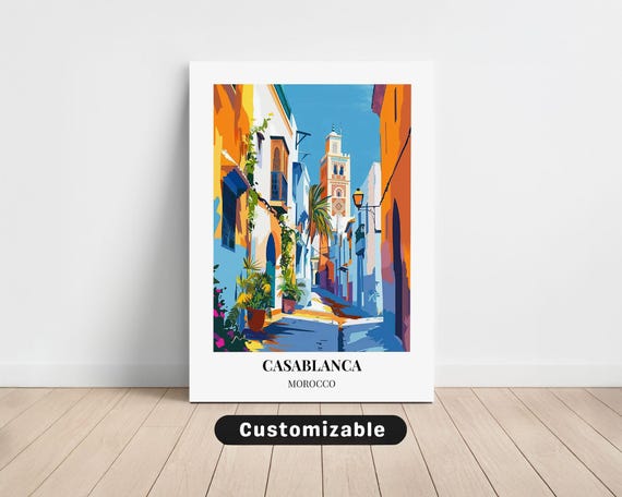 Casablanca Morocco Travel Canvas Poster Custom Wall Art